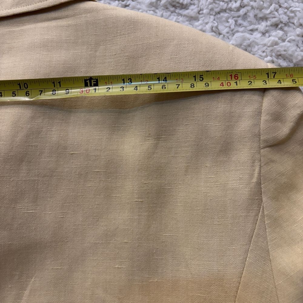 Linen Blend Skirt Suit Size10 Butter Yellow Cargo Safari Fisherman Blazer Jacket - Picture 4 of 13
